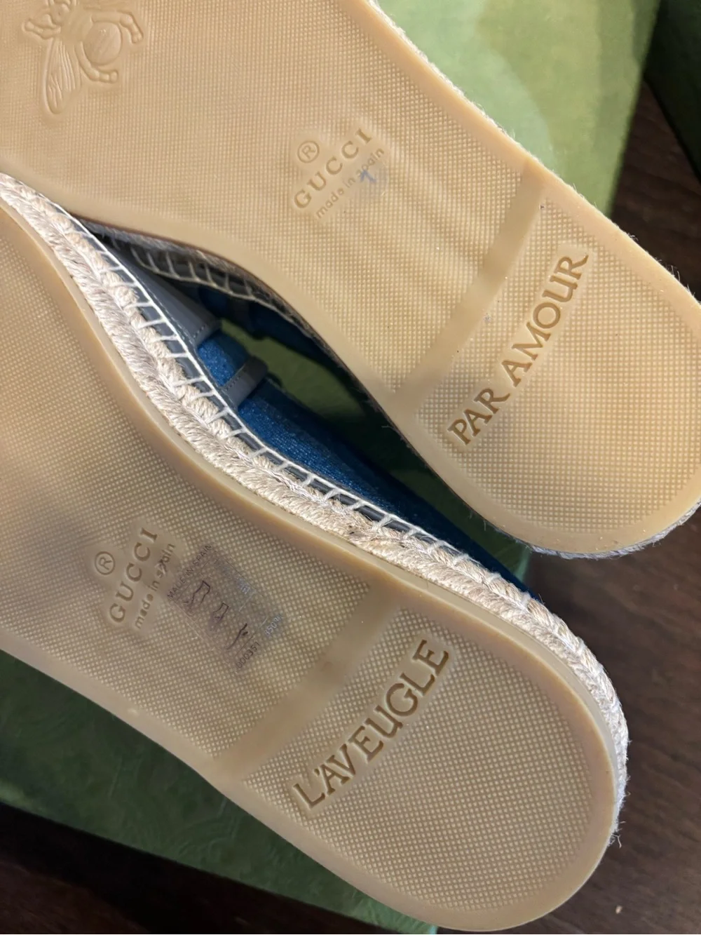 Gucci Denim & Gray Leather Espadrille Loafers